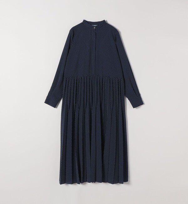 SHIPS any「《追加予約》SHIPS any:〈手洗い可能〉ドット バンドカラー プリーツ ロング ワンピース」|ワンピース|