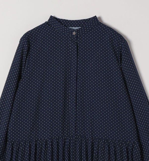 SHIPS any「《追加予約》SHIPS any:〈手洗い可能〉ドット バンドカラー プリーツ ロング ワンピース」|ワンピース|