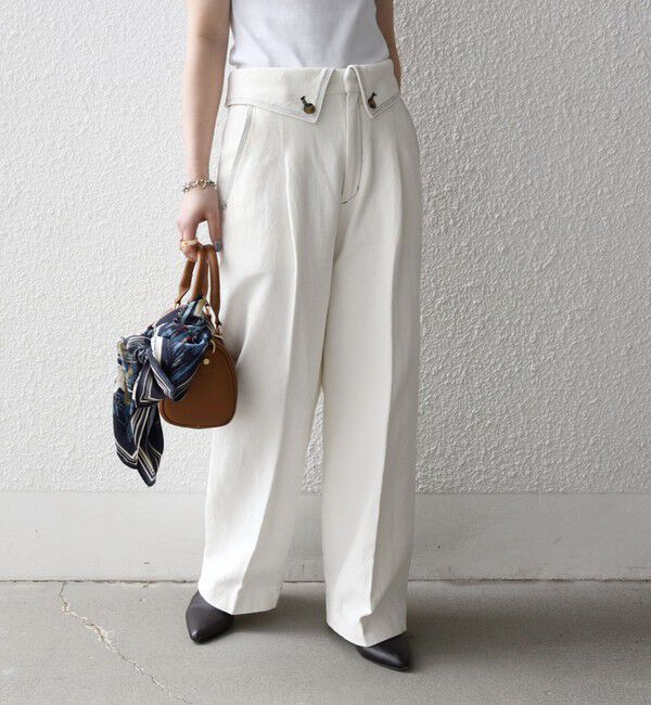 SHIPS any「SHIPS any:〈洗濯機可能〉カルゼ ターンバック ハイウエスト テーパード パンツ」|その他|