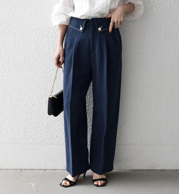 SHIPS any「SHIPS any:〈洗濯機可能〉カルゼ ターンバック ハイウエスト テーパード パンツ」|その他|