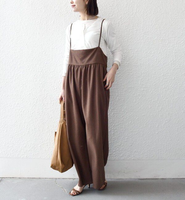 SHIPS any「SHIPS any:〈洗濯機可能〉ループヤーン イージー ギャザー サロペット」|オールインワン|