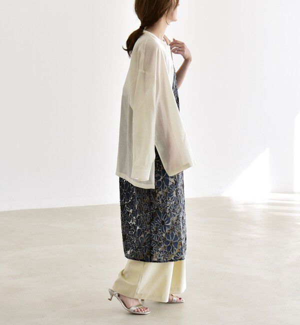 quaranciel「quaranciel:〈手洗い可能〉デニム フラワー レース キャミ ワンピース」|ワンピース|