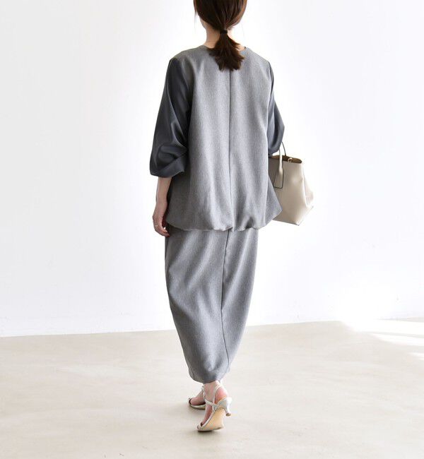 quaranciel「quaranciel:〈洗濯機可能〉Vネック ブラウス & Iライン スカート セットアップ」|ワンピース|