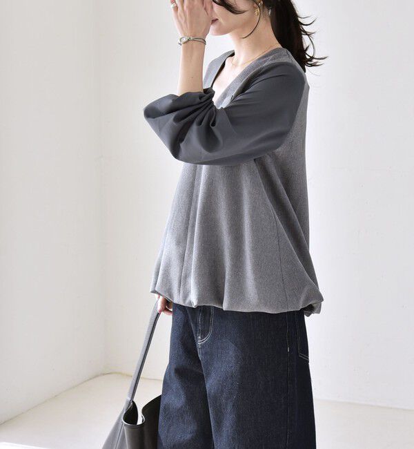 quaranciel「quaranciel:〈洗濯機可能〉Vネック ブラウス & Iライン スカート セットアップ」|ワンピース|