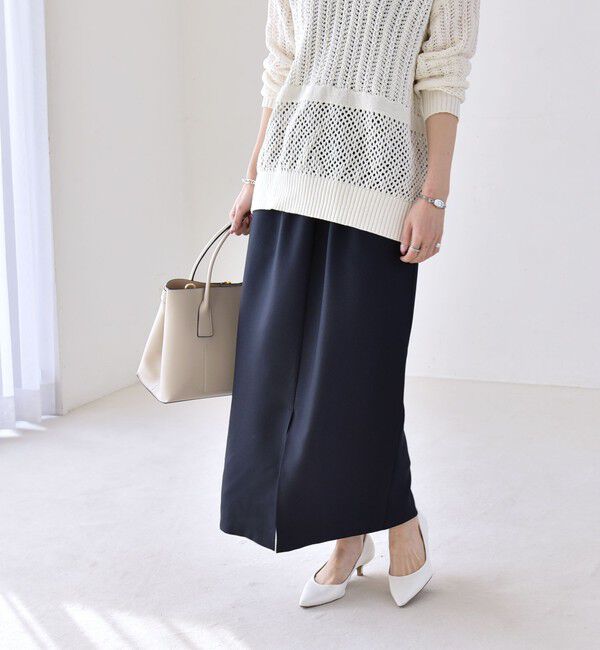 quaranciel「quaranciel:〈洗濯機可能〉Vネック ブラウス & Iライン スカート セットアップ」|ワンピース|