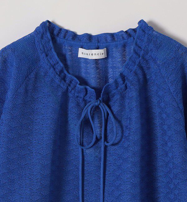 quaranciel「quaranciel:〈手洗い可能〉レース ジャカード ギャザー リボン プルオーバー」|シャツ・ブラウス|