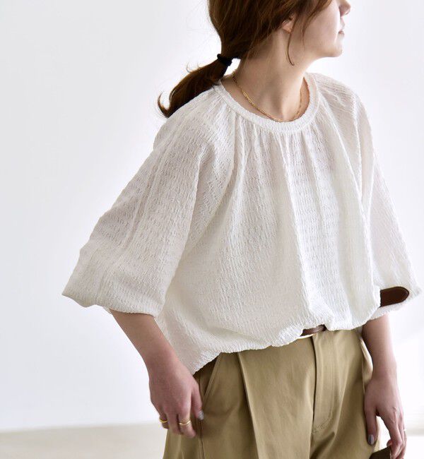 quaranciel「quaranciel:〈洗濯機可能〉ジャカード ジャージー クルーネック プルオーバー」|Tシャツ・カットソー|