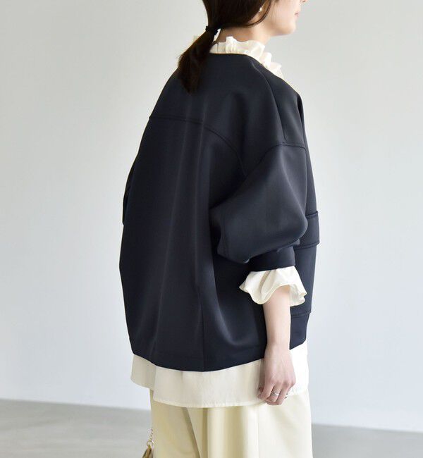 quaranciel「quaranciel:〈洗濯機可能〉ダンボール ノーカラー コンパクト ブルゾン」|ブルゾン・スタジャン|