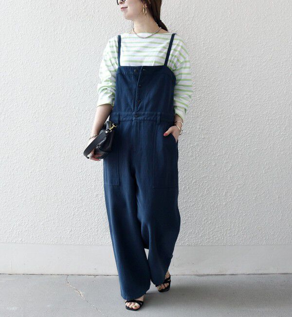 SHIPS any「SHIPS any:〈洗濯機可能〉カルゼ キャミ ワイド サロペット」|オールインワン|ネイビー