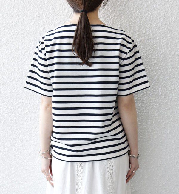 SHIPS any「SHIPS any:〈洗濯機可能〉マリンボーダー レースアップ ショートスリーブ TEE」|Tシャツ・カットソー|