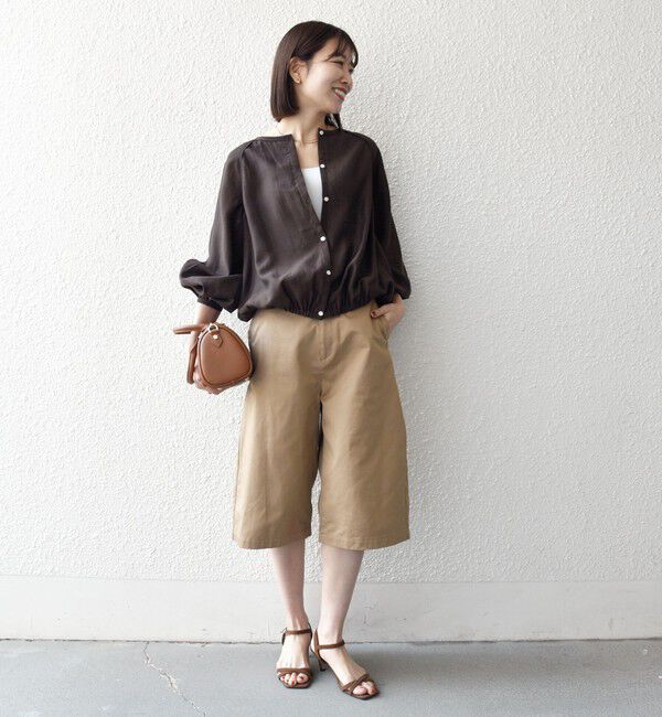 SHIPS any「《一部追加予約》SHIPS any:〈洗濯機可能〉リネン ミックス シアー ボリューム スリーブ ブラウス」|シャツ・ブラウス|