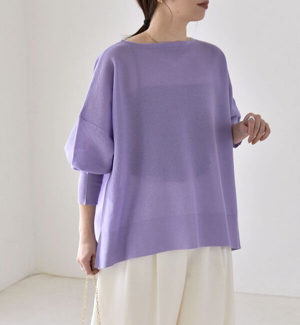 quaranciel「quaranciel:〈手洗い可能〉シアー 2way Vネック ドルマン ニット プルオーバー」|ニット・セーター|