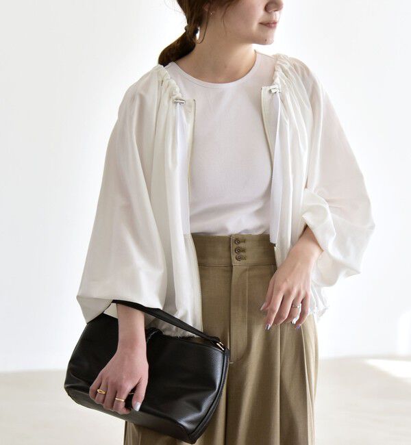 quaranciel「quaranciel:〈洗濯機可能〉シアー ドロスト ギャザー ショート ブルゾン」|その他|