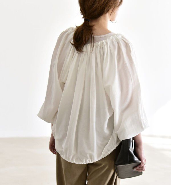 quaranciel「quaranciel:〈洗濯機可能〉シアー ドロスト ギャザー ショート ブルゾン」|その他|