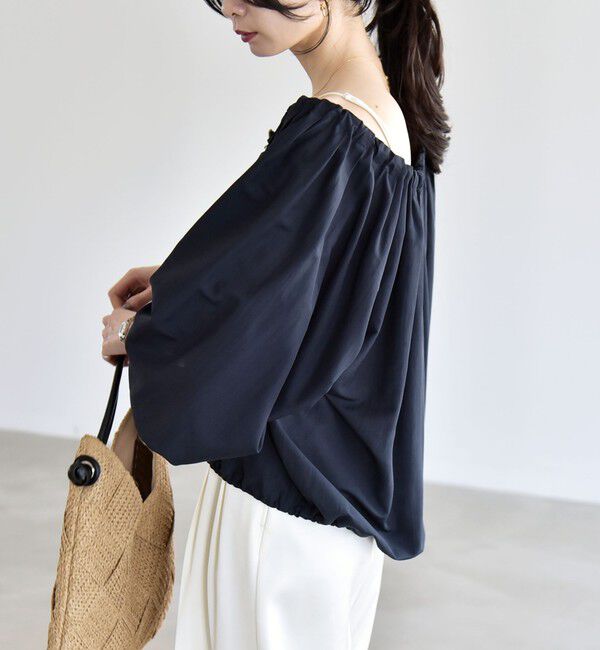 quaranciel「quaranciel:〈洗濯機可能〉シアー ドロスト ギャザー ショート ブルゾン」|その他|