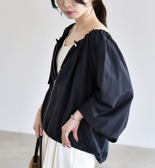 quaranciel「quaranciel:〈洗濯機可能〉シアー ドロスト ギャザー ショート ブルゾン」|その他|