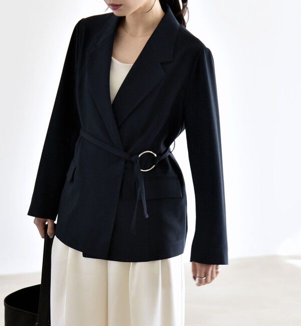 quaranciel「quaranciel:〈手洗い可能〉リングベルト ライト テーラード ジャケット」|テーラードジャケット|