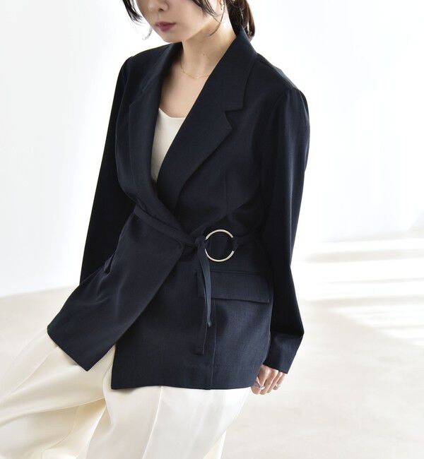 quaranciel「quaranciel:〈手洗い可能〉リングベルト ライト テーラード ジャケット」|テーラードジャケット|