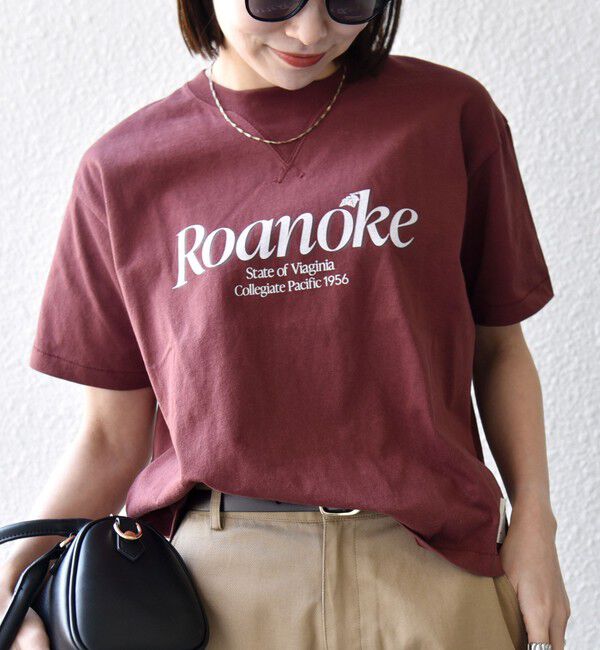 SHIPS any「【SHIPS any別注】Collegiate Pacific:〈洗濯機可能〉V ガゼット プリント & 刺繍 Tシャツ」|Tシャツ・カットソー|