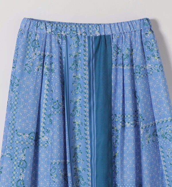 quaranciel「quaranciel:〈洗濯機可能〉フラワー スカーフ プリント ギャザー フレア スカート」|スカート|