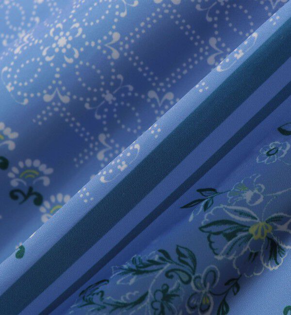 quaranciel「quaranciel:〈洗濯機可能〉フラワー スカーフ プリント ギャザー フレア スカート」|スカート|