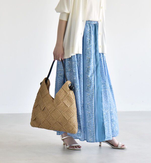 quaranciel「quaranciel:〈洗濯機可能〉フラワー スカーフ プリント ギャザー フレア スカート」|スカート|