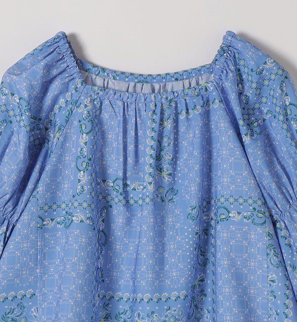 quaranciel「quaranciel:〈洗濯機可能〉フラワー スカーフ プリント ギャザー パフ ブラウス」|シャツ・ブラウス|