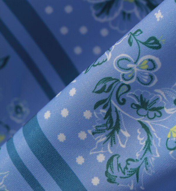 quaranciel「quaranciel:〈洗濯機可能〉フラワー スカーフ プリント ギャザー パフ ブラウス」|シャツ・ブラウス|