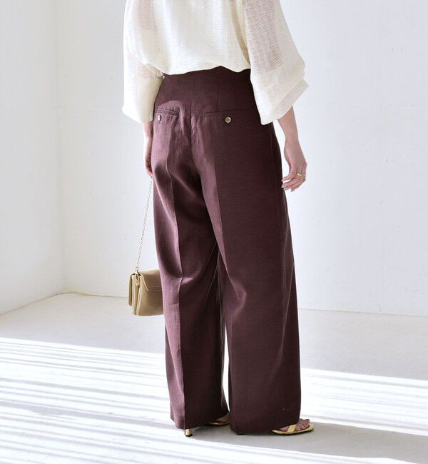 quaranciel「quaranciel:〈洗濯機可能〉リネン ミックス ハイウエスト ワイド パンツ」|その他|