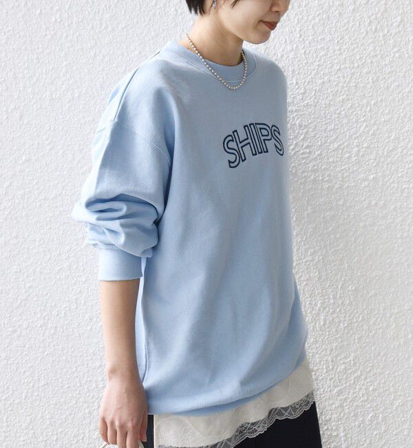 SHIPS for women「【WEB限定】SHIPS ラウンド ロゴ 刺繍 スウェット」|スウェット・ジャージ|ライトブルー