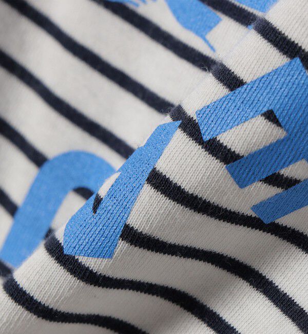 SHIPS any「【SHIPS any別注】PETIT BATEAU: ロゴ プリント コンパクト ボーダー TEE 26SS」|Tシャツ・カットソー|