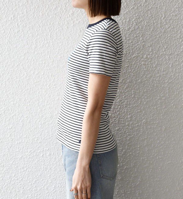 SHIPS any「【SHIPS any別注】PETIT BATEAU: ロゴ プリント コンパクト ボーダー TEE 26SS」|Tシャツ・カットソー|