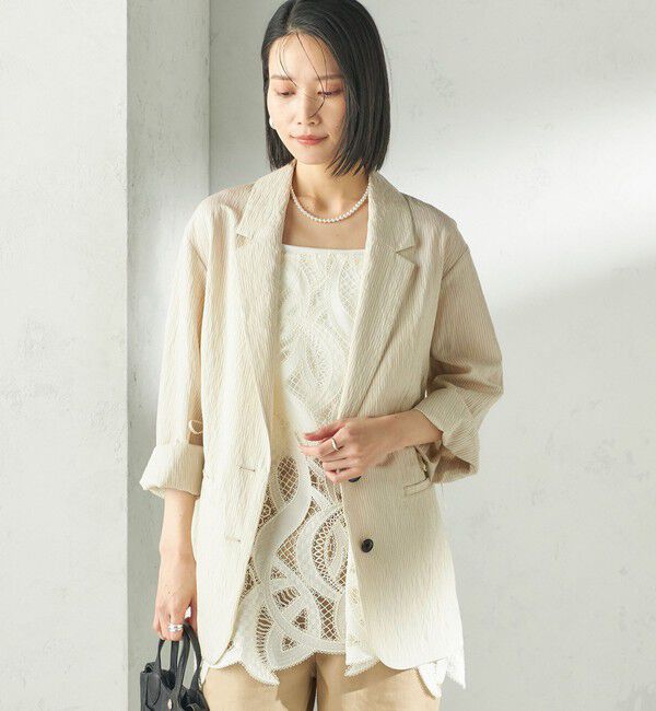 SHIPS for women「〈手洗い可能〉ピン ストライプ シャツライク ジャケット」|テーラードジャケット|