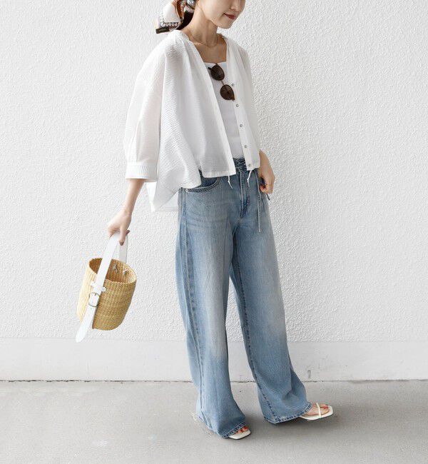 SHIPS for women「〈手洗い可能〉サッカー 裾 ドロスト メタル ボタン シャツ」|シャツ・ブラウス|