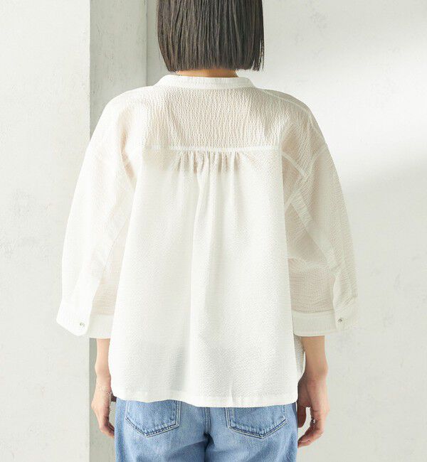 SHIPS for women「〈手洗い可能〉サッカー 裾 ドロスト メタル ボタン シャツ」|シャツ・ブラウス|