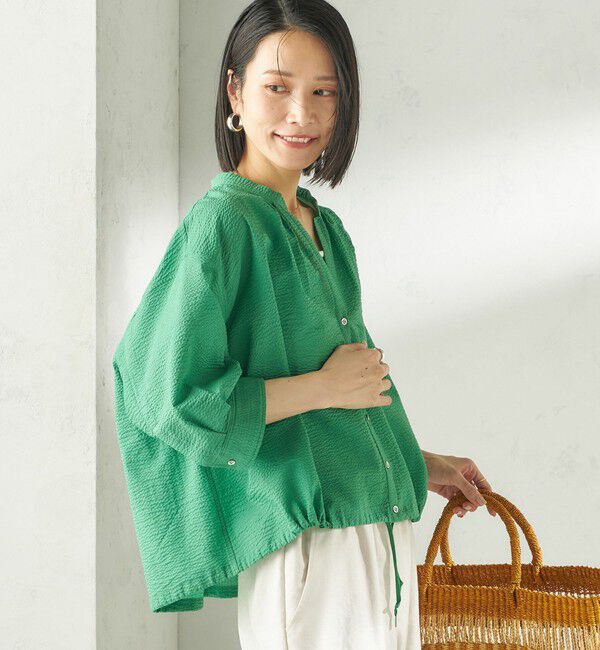 SHIPS for women「〈手洗い可能〉サッカー 裾 ドロスト メタル ボタン シャツ」|シャツ・ブラウス|