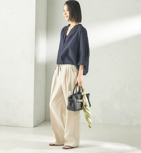 SHIPS for women「〈手洗い可能〉サッカー 裾 ドロスト メタル ボタン シャツ」|シャツ・ブラウス|