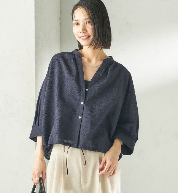 SHIPS for women「〈手洗い可能〉サッカー 裾 ドロスト メタル ボタン シャツ」|シャツ・ブラウス|