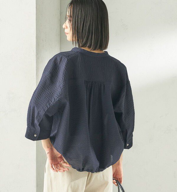 SHIPS for women「〈手洗い可能〉サッカー 裾 ドロスト メタル ボタン シャツ」|シャツ・ブラウス|