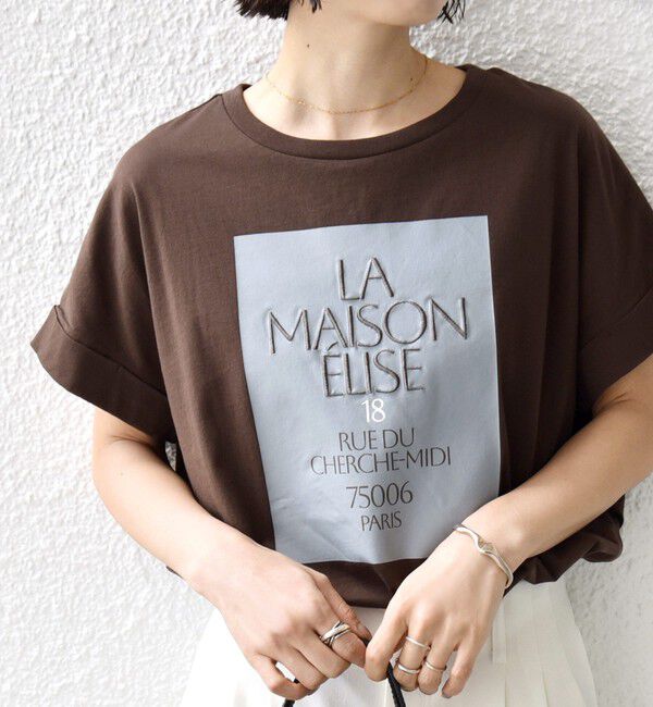 SHIPS for women「【WEB限定】オーガニック コットン ロゴ フレンチスリーブ TEE」|Tシャツ・カットソー|ブラウン