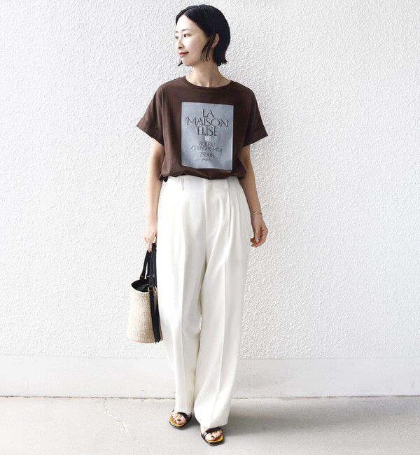 SHIPS for women「【WEB限定】オーガニック コットン ロゴ フレンチスリーブ TEE」|Tシャツ・カットソー|