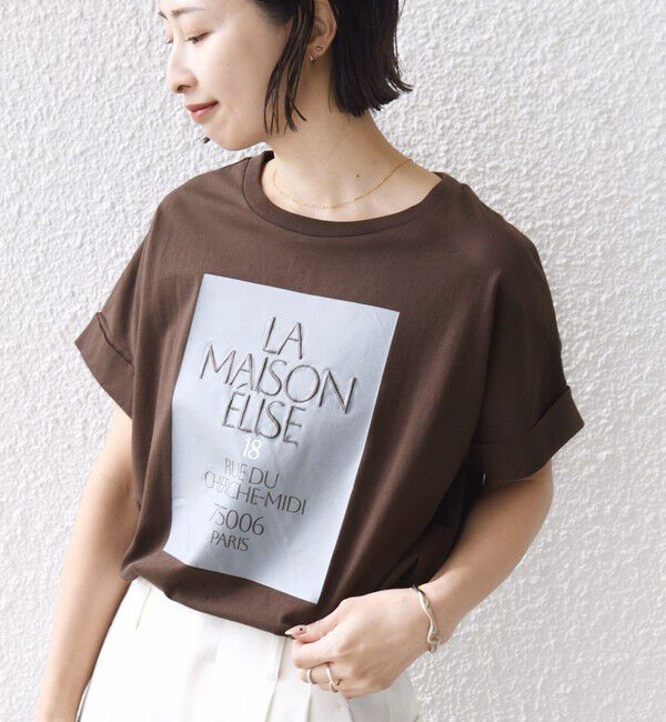 SHIPS for women「【WEB限定】オーガニック コットン ロゴ フレンチスリーブ TEE」|Tシャツ・カットソー|