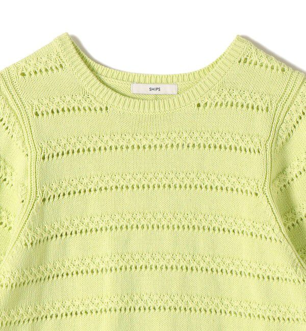 SHIPS for women「〈手洗い可能〉コットン レース柄 ショート スリーブ プルオーバー」|ニット・セーター|