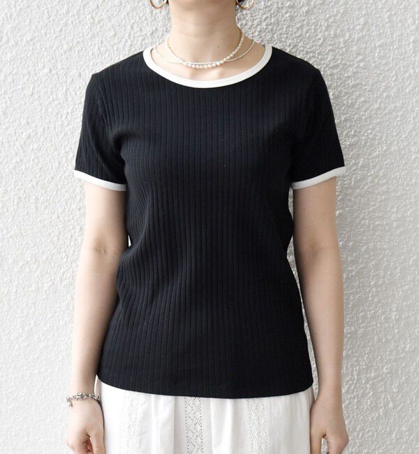 SHIPS any「SHIPS any:〈洗濯機可能〉テレコ リブ バイカラー ショートスリーブ TEE」|Tシャツ・カットソー|