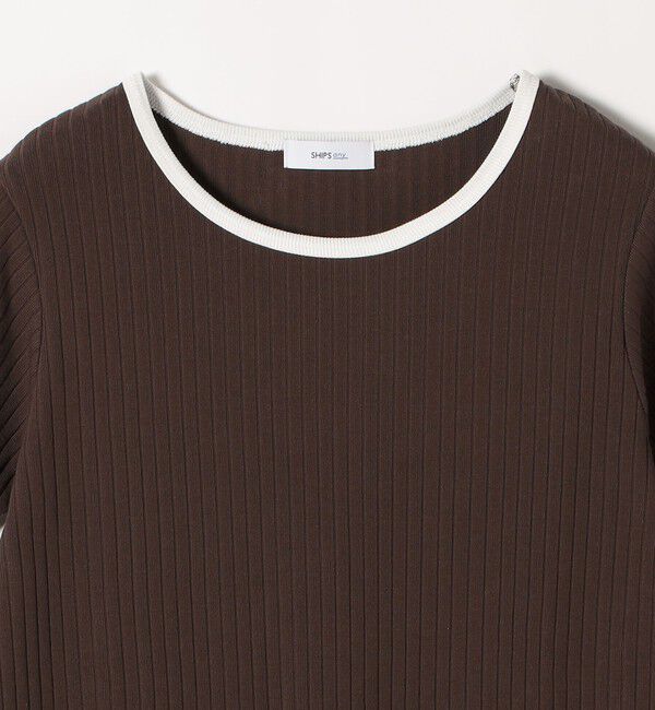 SHIPS any「SHIPS any:〈洗濯機可能〉テレコ リブ バイカラー ショートスリーブ TEE」|Tシャツ・カットソー|