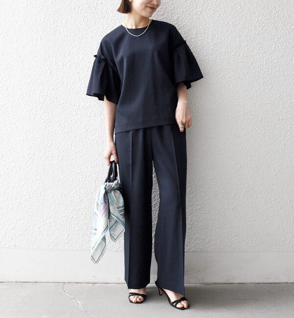 SHIPS any「SHIPS any:〈洗濯機可能〉リネン ライク ブラウス &times; イージー パンツ セットアップ」|その他|ブラック