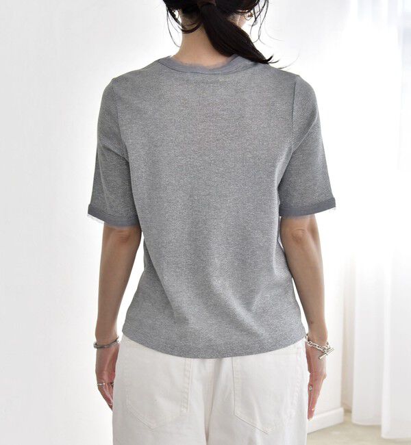 quaranciel「quaranciel:〈手洗い可能〉ラメ チュール リブ コンパクト TEE」|Tシャツ・カットソー|