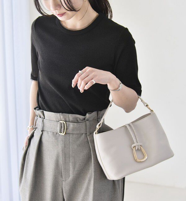 quaranciel「quaranciel:〈手洗い可能〉ラメ チュール リブ コンパクト TEE」|Tシャツ・カットソー|ブラック