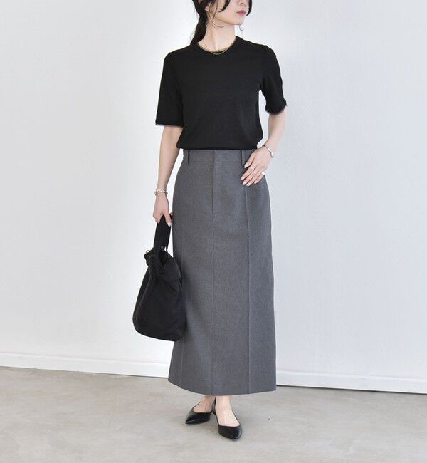 quaranciel「quaranciel:〈手洗い可能〉ラメ チュール リブ コンパクト TEE」|Tシャツ・カットソー|