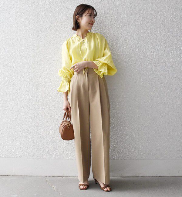 SHIPS any「SHIPS any:〈洗濯機可能〉リネン ボリューム スリーブ フレア ブラウス」|シャツ・ブラウス|